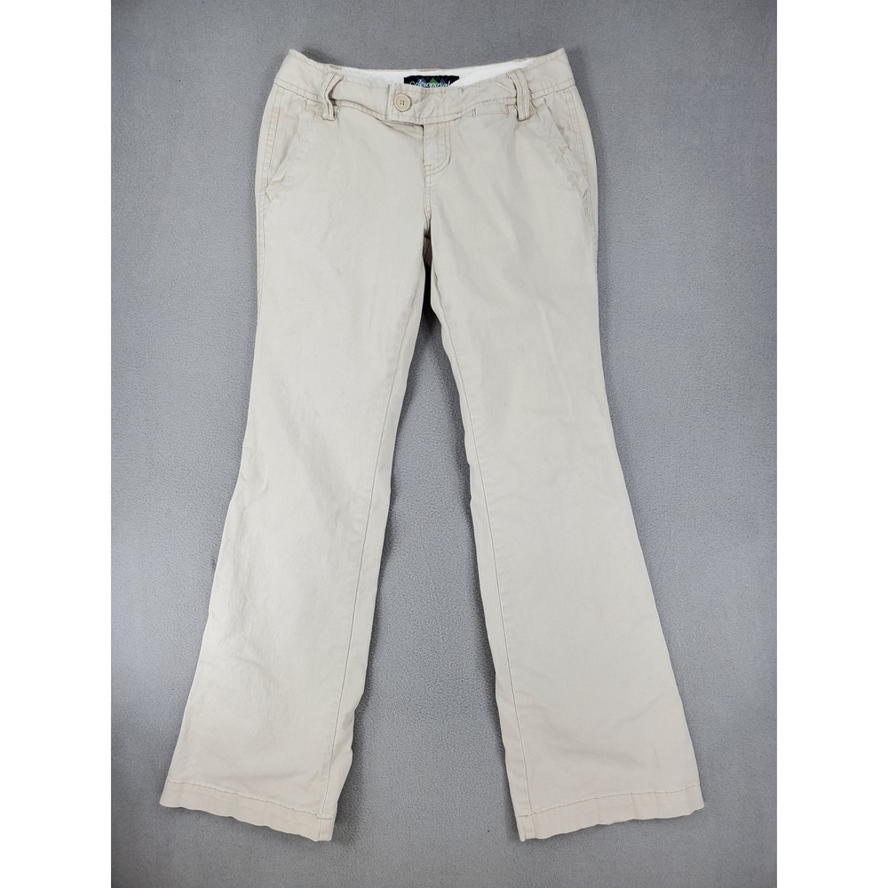 Aeropostale Chino Pants Women 3/4L Beige Low Rise Flare Stretch Cotton Y2K
